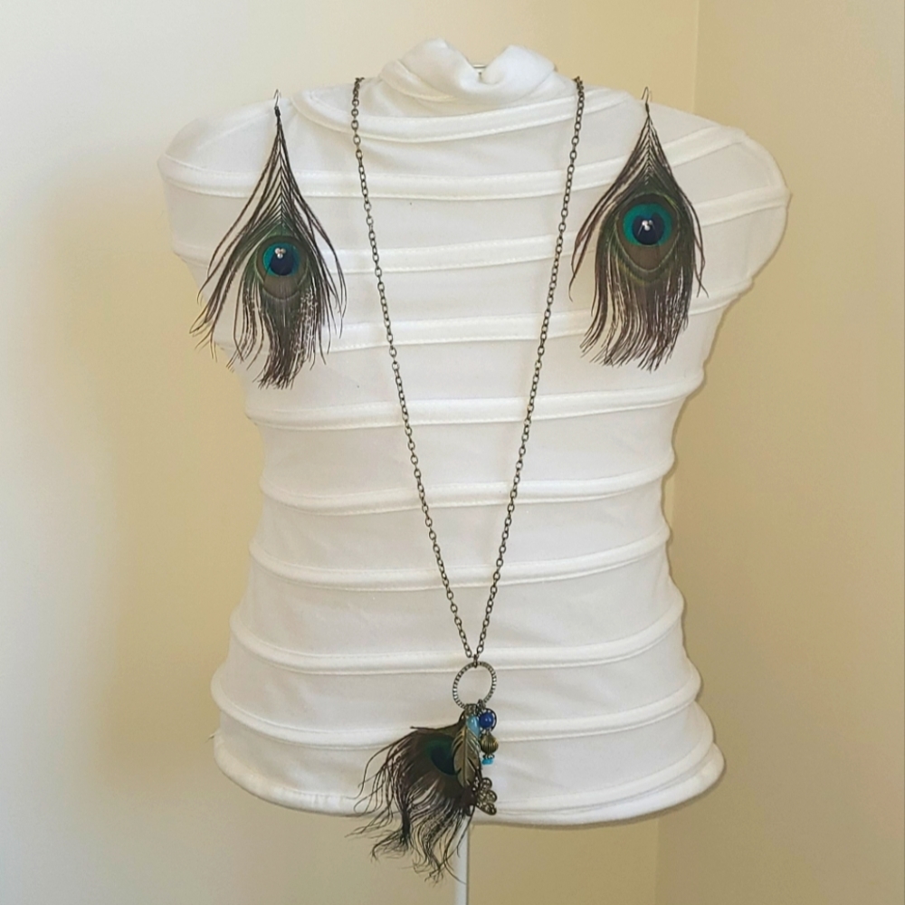 Peacock Necklace & Earrings